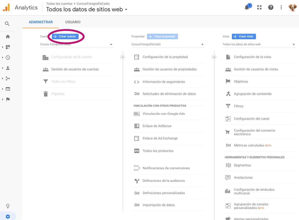 Crear Cuenta Google Analytics